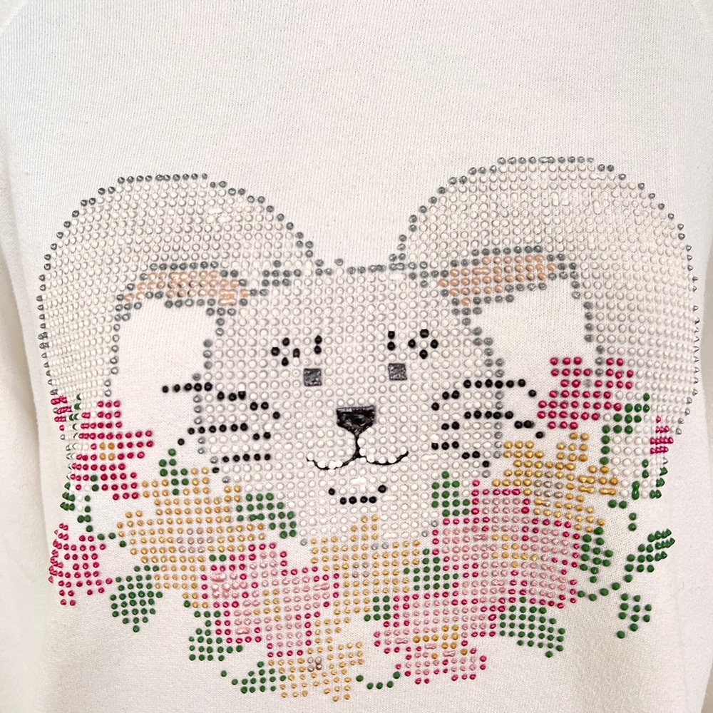 Vintage 90s COTTAGECORE Puffy Bunny JERZEES USA Crew Neck Sweatshirt sz L - Picture 5 of 6